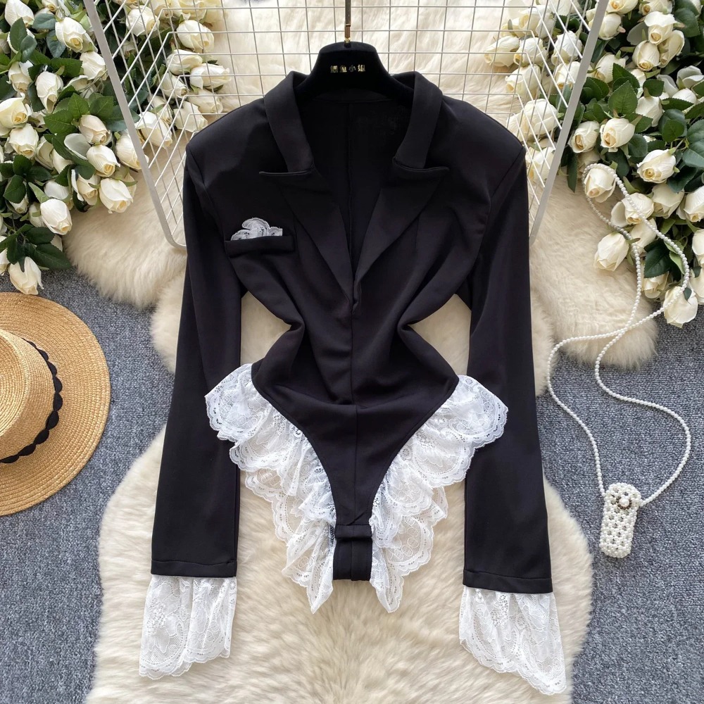 Women'S Formal Wear Jumpsuit - Hotsweet Colletto rovesciato Elegante maniche lunghe
