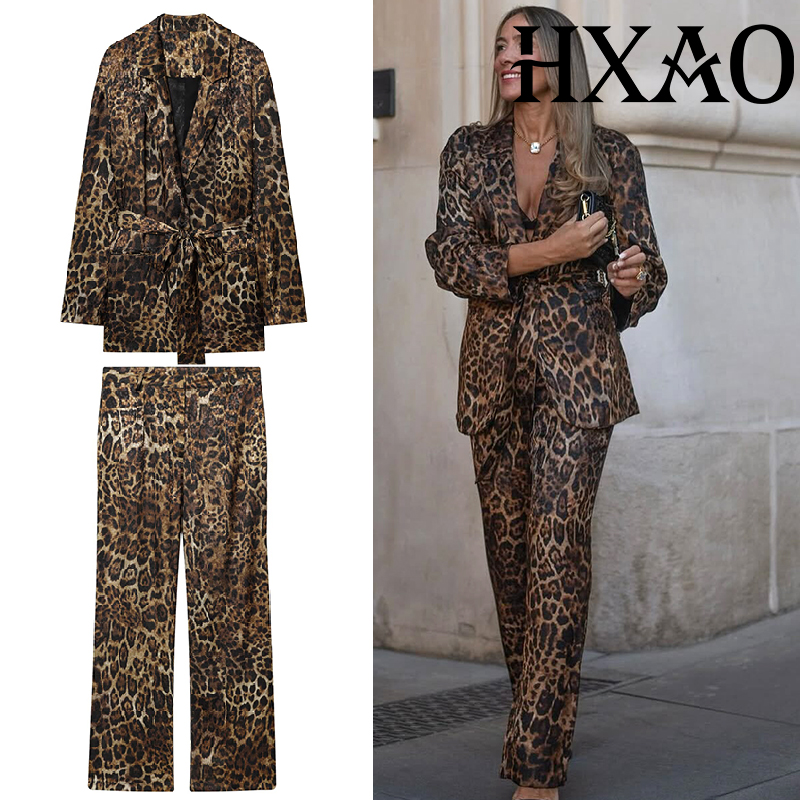 Women'S Formal Wear With Pants - HXAO Set di pantaloni leopardati Set