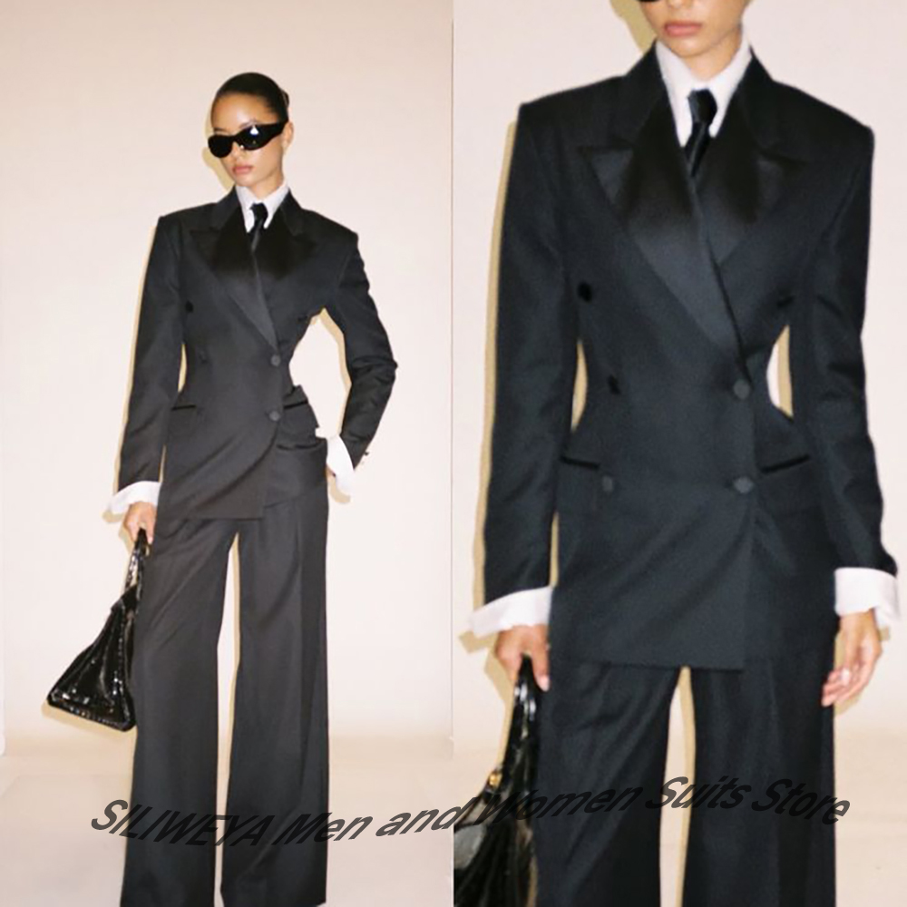 Women Formal Wear Office - Abito doppiopetto nero da donna professionale