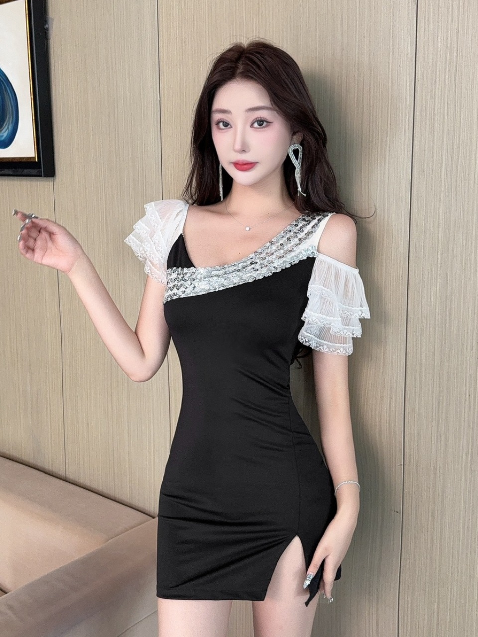 Wrap Dress Work - Abito Corto Sexy con Inserti in