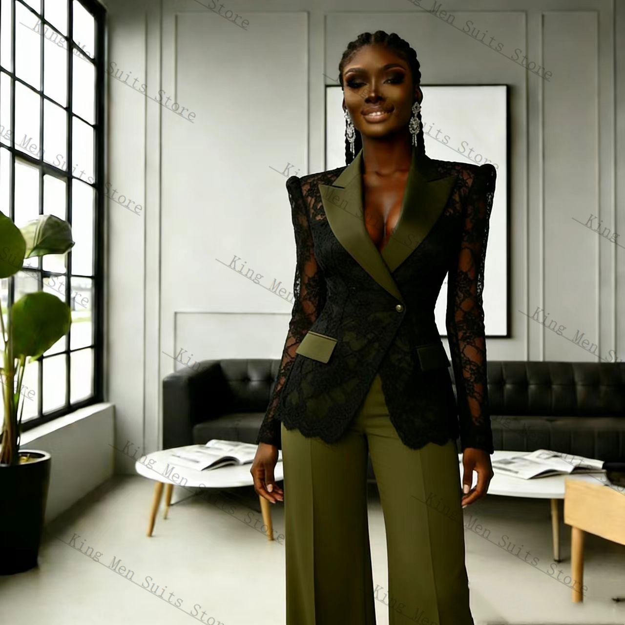 Women'S Green Formal Wear - Completo da Donna Verde e Nero