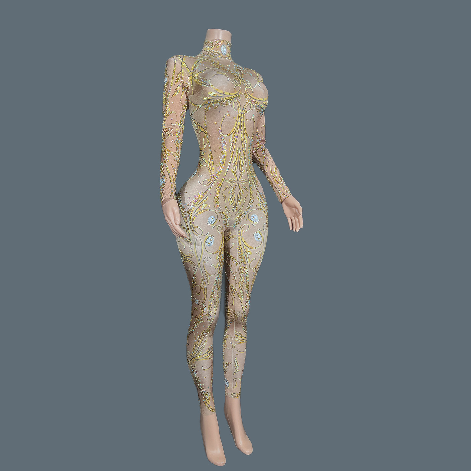 Women'S Formal Wear Jumpsuit - ORO Strass Spandex Aderente Tuta a