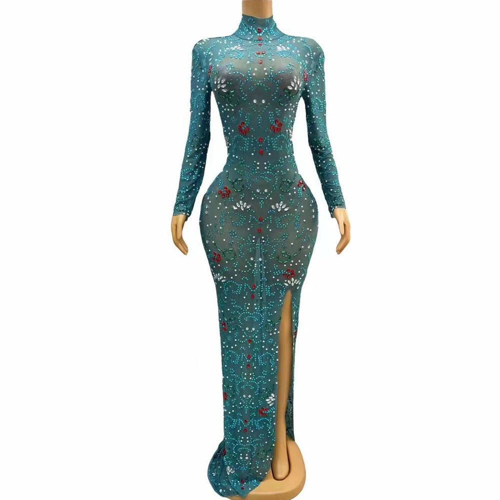 Women'S Green Formal Wear - Sexy Stage lussuoso blu verde rosso