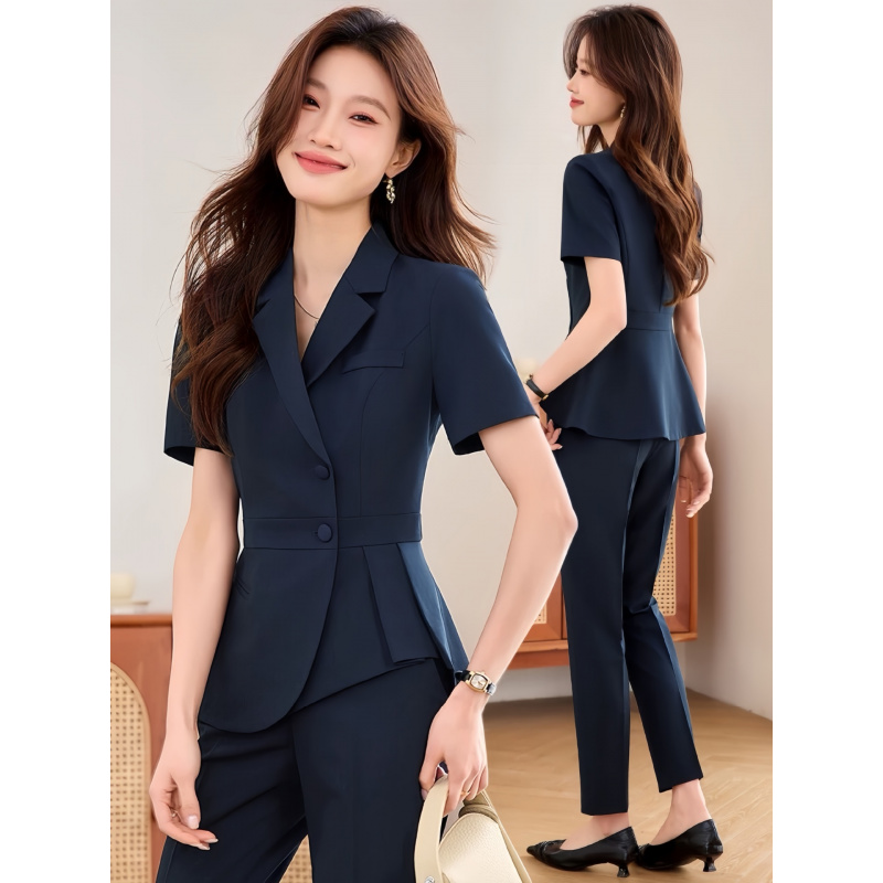 Women Formal Wear Pants - Completo professionale sottile da donna blu