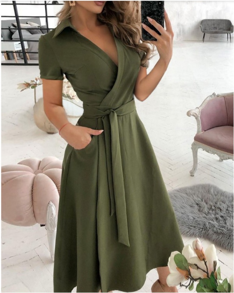Abito midi da donna a maniche  - Wrap Dress Work recensione e prezzo