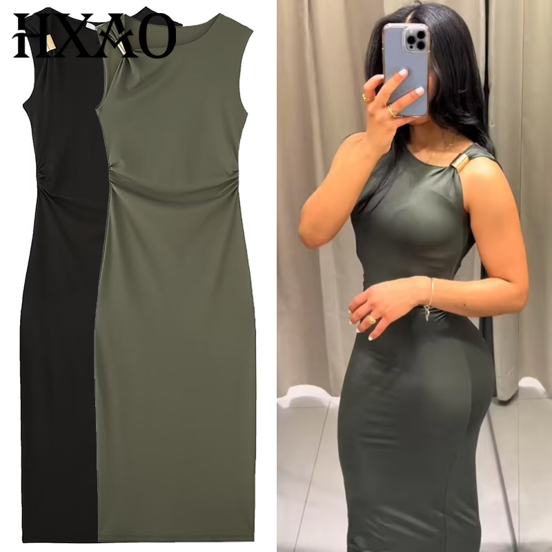 HXAO Abiti aderenti con volant - Women'S Green Formal Wear recensione e prezzo