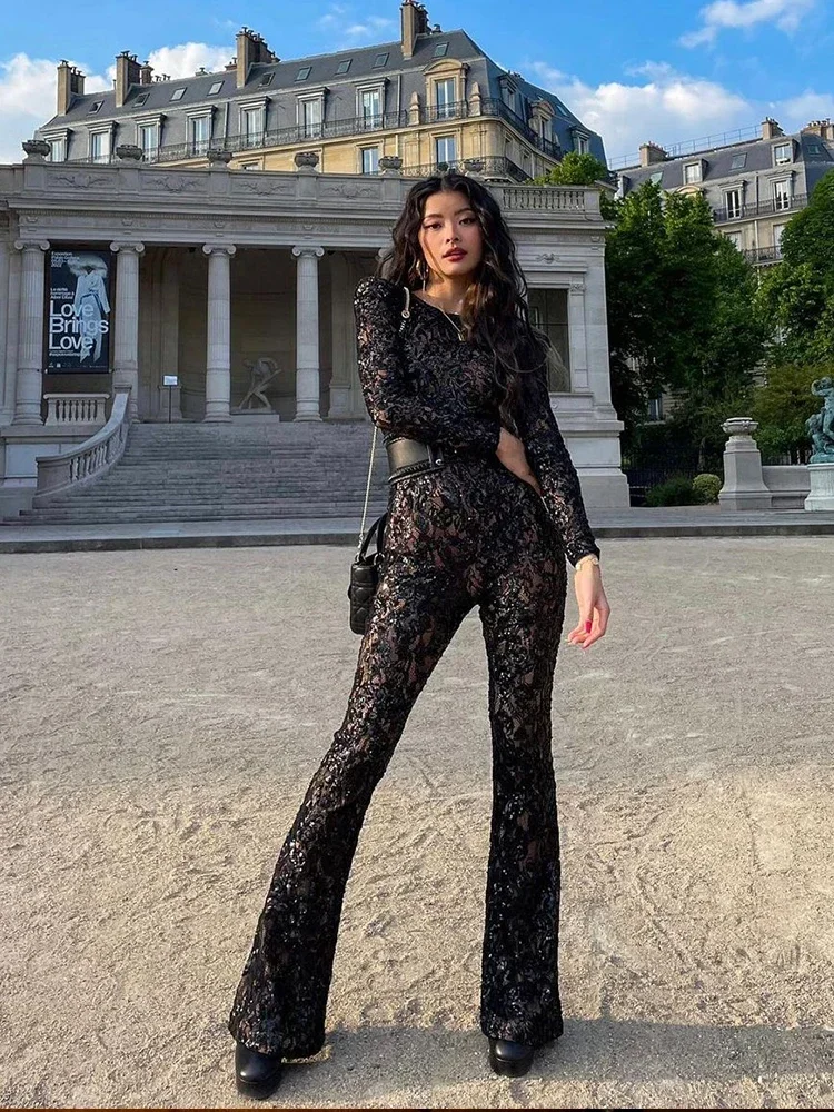 Tuta con paillettes in pizzo m - Women'S Formal Wear Jumpsuit recensione e prezzo