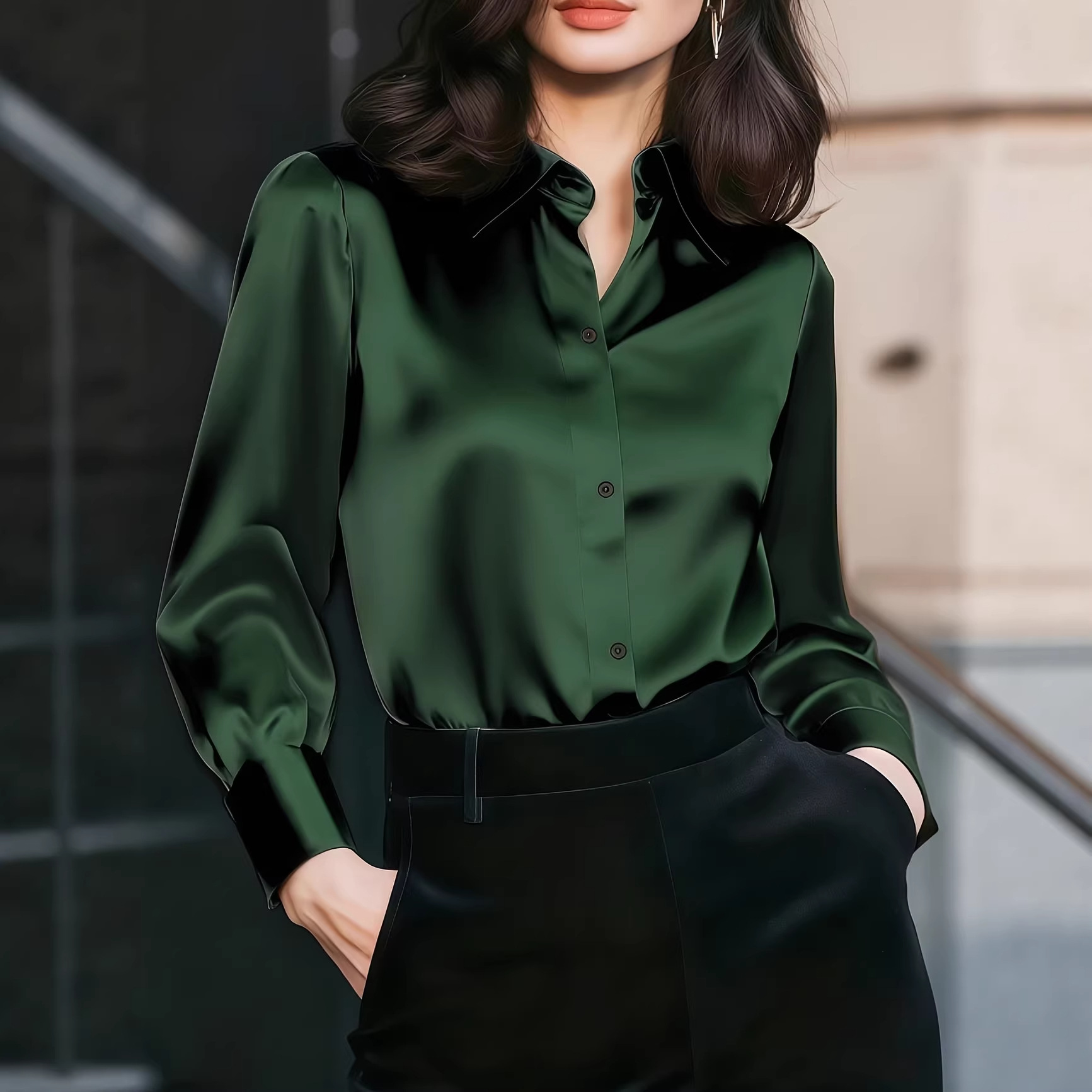 Camicia da donna in raso con c - Women Formal Wear Office recensione e prezzo
